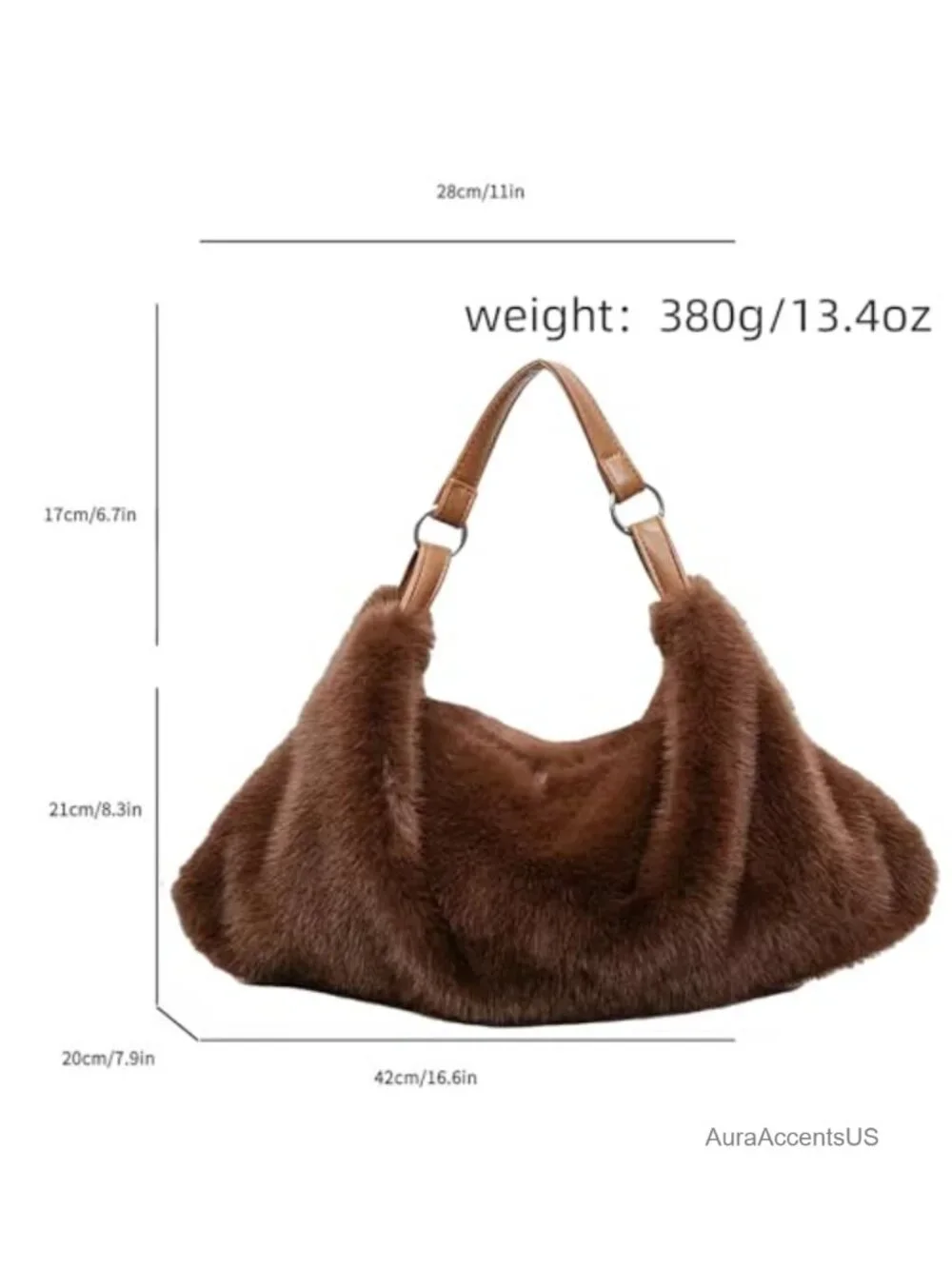 Faux Fur Hobo Bag Large Fuzzy Tote Purse for Women Winter Shoulder Crossbody